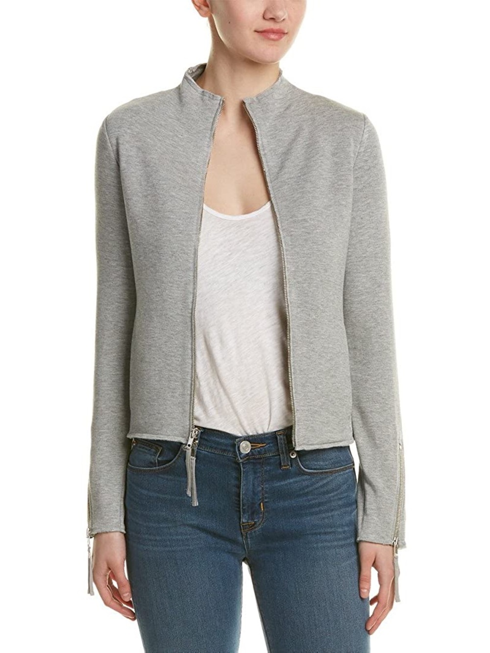 BAILEY 44 Jacket Zipper Zip Tencel Knit Gray XS Comfortable Easy Travel Moto
